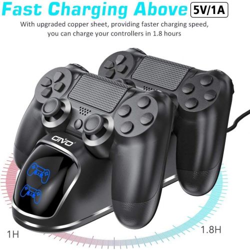  [아마존베스트]PS4 Controller Charger Dock Station, OIVO Controller Charging Dock with Upgraded 1.8Hours-Charging Chip, Charging Dock Station Compatible with Playstation 4 Controller (Regular/Sli