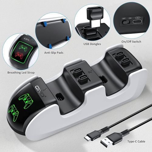  [아마존베스트]OIVO PS5 Controller Charger Station for Playstation 5 PS5 Controller, PS5 Controller Charging Dock, Charger Docking Station with 4 USB-C Type Adapter