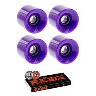OJ Wheels 60mm Hot Juice Solid Purple Longboard Skateboard Wheels - 78a with Bones Bearings - 8mm Bones Reds Precision Skate Rated Skateboard Bearings (8) Pack - Bundle of 2 Items