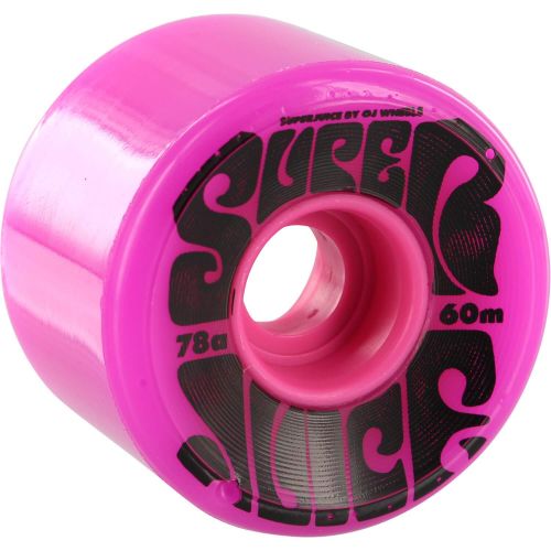  OJ Wheels 60mm Super Juice Pink/Black Longboard Skateboard Wheels - 78a with Bones Bearings - 8mm Bones Reds Precision Skate Rated Skateboard Bearings (8) Pack - Bundle of 2 Items