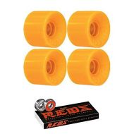OJ Wheels 55mm Mini Hot Juice Orange Skateboard Wheels - 78a with Bones Bearings - 8mm Bones Reds Precision Skate Rated Skateboard Bearings (8) Pack - Bundle of 2 Items