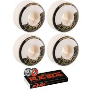 OJ Wheels 53mm Elite EZ Edge White w/Gold/Black Skateboard Wheels - 101a with Bones Bearings - 8mm Bones Reds Precision Skate Rated Skateboard Bearings (8) Pack - Bundle of 2 Items