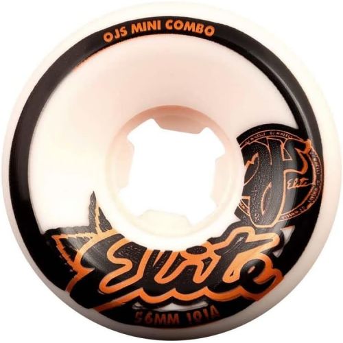  OJ Wheels Elite Mini Combos White w/Gold/Black Skateboard Wheels - 56mm 101a (Set of 4)