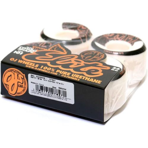  OJ Wheels Elite Mini Combos White w/Gold/Black Skateboard Wheels - 56mm 101a (Set of 4)