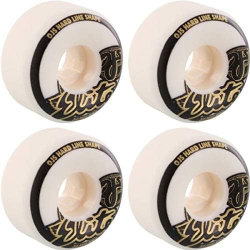  OJ Wheels Elite Hardline White w/Gold/Black Skateboard Wheels - 56mm 99a (Set of 4)