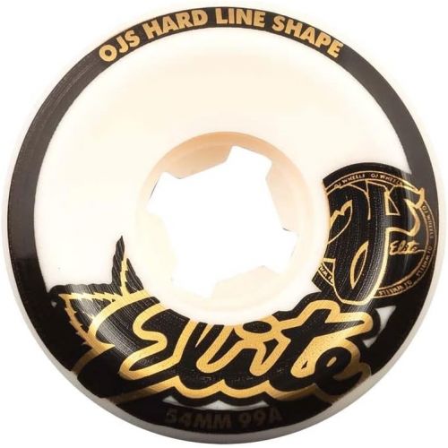  OJ Wheels Elite Hardline White w/Gold/Black Skateboard Wheels - 54mm 99a (Set of 4)
