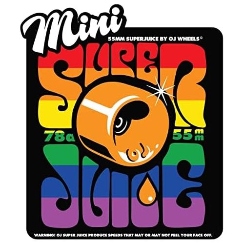  OJ Wheels Skateboard Wheels Mini Super Juice 55mm 78A Soft Rainbow + ABEC 7 Bearings