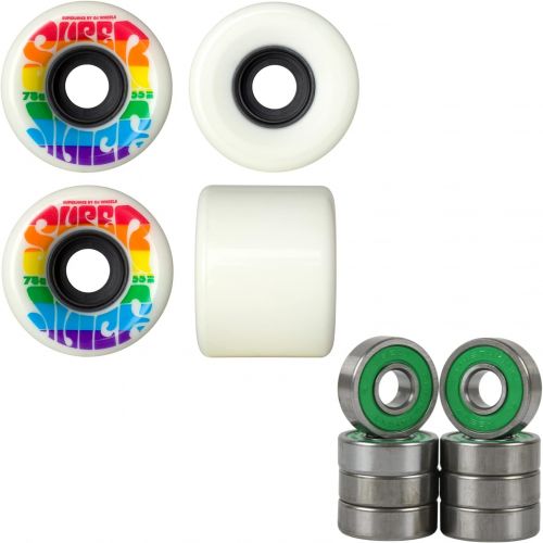  OJ Wheels Skateboard Wheels Mini Super Juice 55mm 78A Soft Rainbow + ABEC 7 Bearings