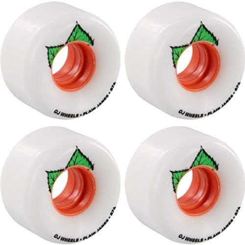  OJ Wheels Keyframe Plain Jane White/Green/Orange Skateboard Wheels - 54mm 87a (Set of 4)