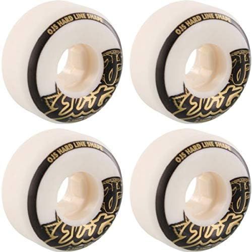  OJ Wheels Elite Hardline White w/Gold/Black Skateboard Wheels - 53mm 99a (Set of 4)