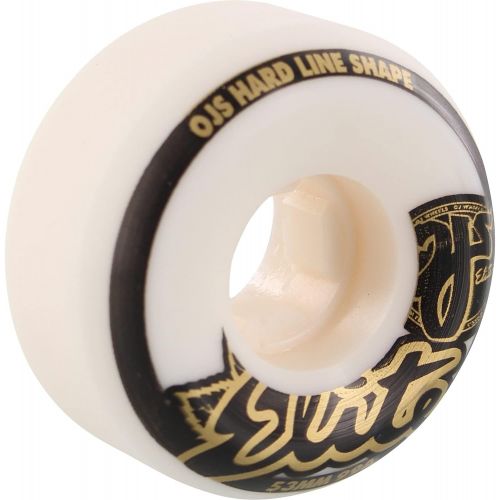  OJ Wheels Elite Hardline White w/Gold/Black Skateboard Wheels - 53mm 99a (Set of 4)