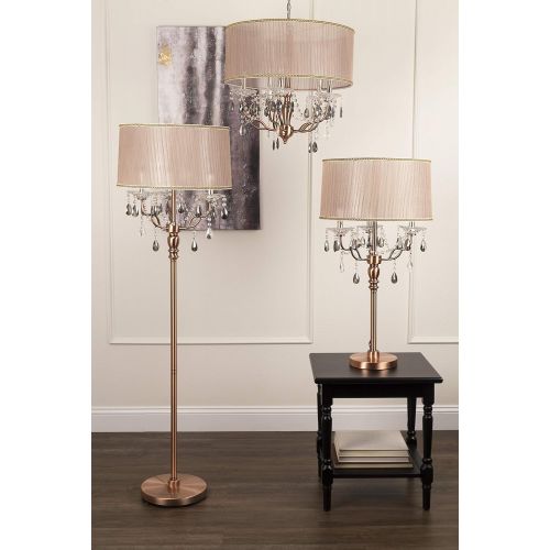  OK Lighting OK LIGHTING OK-5126F OK-5126f Rosie Crystal Floor Lamp Deer Antler Inspired, 18 x 18 x 62