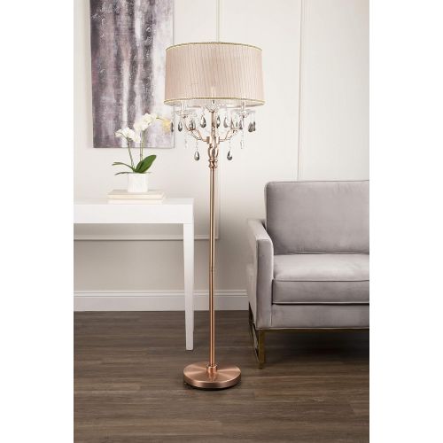  OK Lighting OK LIGHTING OK-5126F OK-5126f Rosie Crystal Floor Lamp Deer Antler Inspired, 18 x 18 x 62