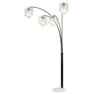 OK Lighting OK-9657K-SP1 86-Inch H Crystal Wind 4-Arch Floor Lamp with Crystal Glass Shade, Polished Black