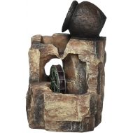 OK Lighting 11 in. Stone/Gray LED Table Fountain