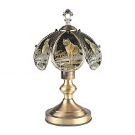 OK Lighting OK-603AB-WO 14.25-Inch Touch Lamp with Wolf Theme, Antique Bronze
