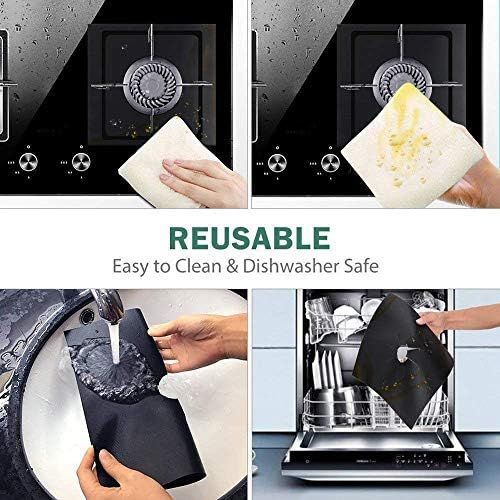  [아마존베스트]OKBY Gas stove covers  4 pieces 27 x 27 cm gas stove top burner protection, reusable liner clean cook non-stick lid, stove top liner. (colour: black).