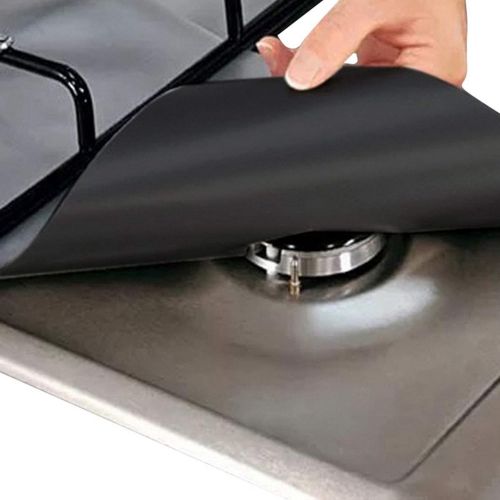 [아마존베스트]OKBY Gas stove covers  4 pieces 27 x 27 cm gas stove top burner protection, reusable liner clean cook non-stick lid, stove top liner. (colour: black).