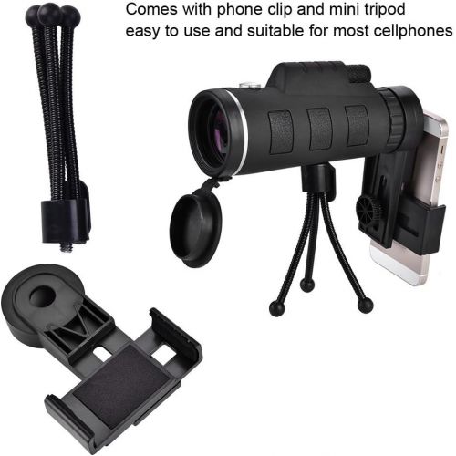  [아마존베스트]OKBY Monocular Telescope 40x Mobile Phone Monocular Kit Telescope Phone Clip Tripod Bag Accessories