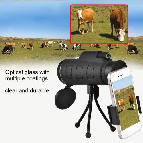  [아마존베스트]OKBY Monocular Telescope 40x Mobile Phone Monocular Kit Telescope Phone Clip Tripod Bag Accessories