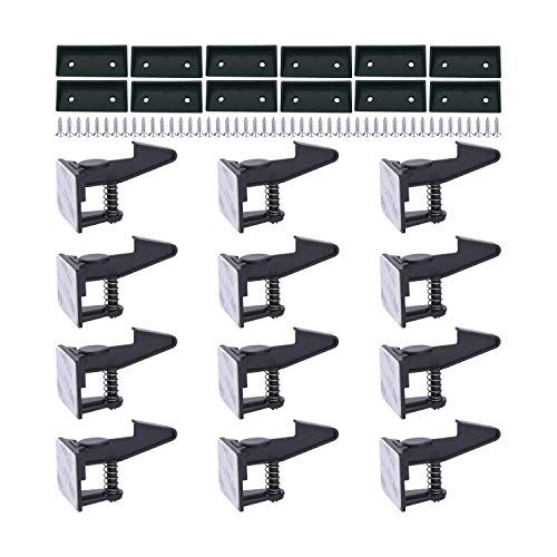  [아마존베스트]Cabinet Locks Child Safety Latches - OKEFAN Baby Proofing Cabinets Drawer Lock Adhesive Latch for Kids Proof Drawers No Drilling Tools Needed (Black)