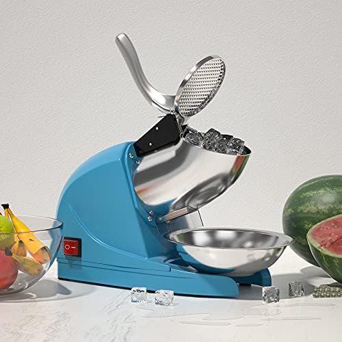  [아마존베스트]OKF Ice Shaver Electric Three Blades Snow Cone Maker Stainless Steel Shaved Ice Machine 220lbs/hr Home and Commercial Ice Crushers (Blue)