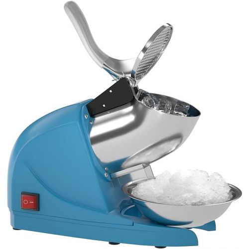  [아마존베스트]OKF Ice Shaver Electric Three Blades Snow Cone Maker Stainless Steel Shaved Ice Machine 220lbs/hr Home and Commercial Ice Crushers (Blue)