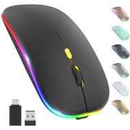 [아마존베스트]OKIMO 【Upgrade】 LED Wireless Mouse, Rechargeable Slim Silent Mouse 2.4G Portable Mobile Optical Office Mouse with USB & Type-c Receiver, 3 Adjustable DPI for Notebook, PC, Laptop, Comput