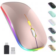 [아마존베스트]OKIMO 【Upgrade】LED Wireless Mouse, Rechargeable Slim Silent Mouse 2.4G Portable Mobile Optical Office Mouse with USB & Type-c Receiver, 3 Adjustable DPI for Notebook, PC, Laptop, Compute