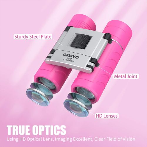  [아마존베스트]OKOVO Binoculars for Kids, 10x22 High-Resolution Real Optics - Compact Shock Proof Kids Binoculars for Bird Watching - Spy Games - Outdoor Play, Best Gifts for 3-12 Years Old Girls