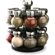 Olde Thompson Since 1944 Orbit Rotating Rack, 16 Refillable Spice Jars, Labeled Shaker Tops, 45, Black, Clear