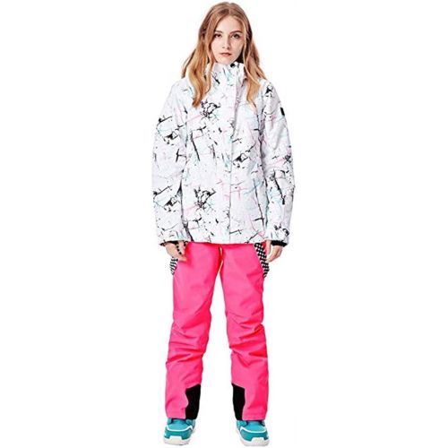  OLEK Womens High Waterproof Windproof Technology Colorful Snowboarding Jacket Ski Pants Set