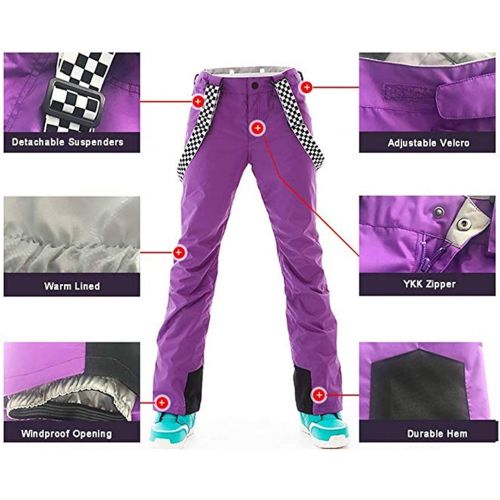  OLEK Womens High Waterproof Windproof Technology Colorful Snowboarding Jacket Ski Pants Set