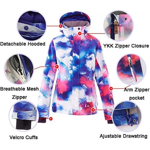  OLEK Womens High Waterproof Windproof Technology Colorful Snowboarding Jacket Ski Pants Set