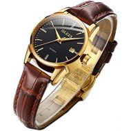 [아마존 핫딜]  [아마존핫딜]Men Women Watches Brown Leather-OLEVS Classic Analog Quartz Watch Week Date Casual Luminous Black/Blue/White Dial 3ATM Waterproof Wrist Watch Lovers