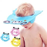 [아마존베스트]OLEWELL Baby Shampoo Shower Bathing Cap, Adjustable Shower Cap Kids, Infants Soft Protection Funny Safety Visor Cap for Toddler Children (Blue+Pink+Yellow)