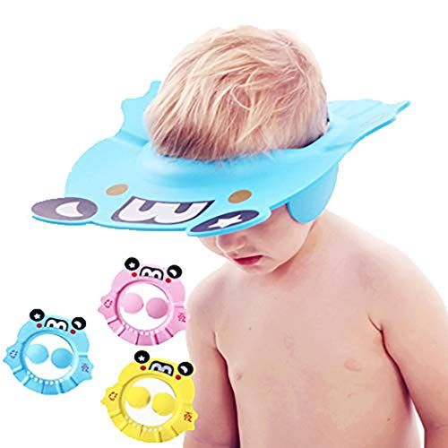  [아마존베스트]OLEWELL Baby Shampoo Shower Bathing Cap, Adjustable Shower Cap Kids, Infants Soft Protection Funny Safety Visor Cap for Toddler Children (Blue+Pink+Yellow)