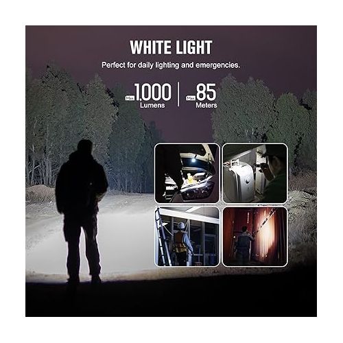  OLIGHT Arkfeld UV Rechargeable EDC Flashlight 1000 Lumens with 365nm UV Light, Flat Flashlight for Outdoors, Emergency, Working, Pet Urine Detection (Cool White Light: 5700~6700K)