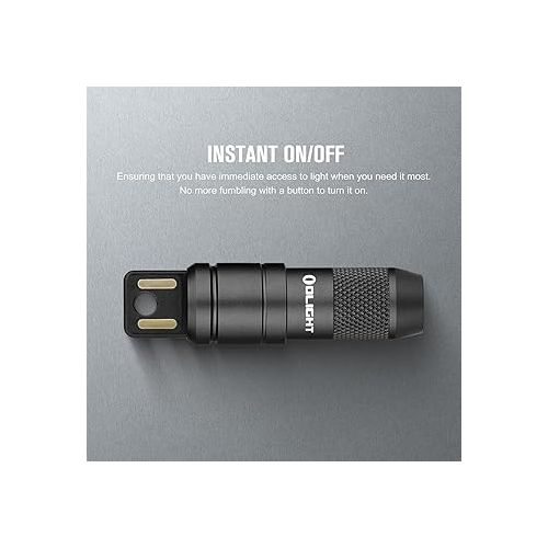  OLIGHT IMINI 2 EDC Rechargeable Keychain Flashlight, 50 Lumens Compact and Portable Mini Light, Tiny LED Keyring Lights with Built-in Battery Ideal for Everyday Carry and Emergencies (Black)
