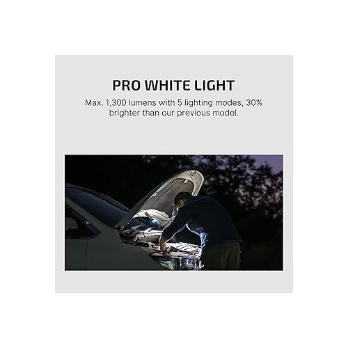  OLIGHT Arkfeld Pro Rechargeable EDC Flashlight with Green Beam, UV Light and White LED Combo, 1300 Lumens Portable Flat Flashlights, Triple Light Sources Pocket Light (Racing Stripe CW)