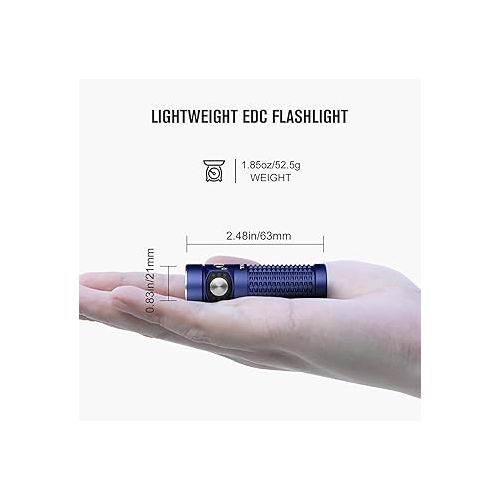  OLIGHT Baton4 Rechargeable EDC Flashlight, LED Pocket Flashlight 1300 Lumens with Magnetic Charging Cable, Small Powerful Bright Flashlight for Home, Camping, and Emergencies (Regal Blue)