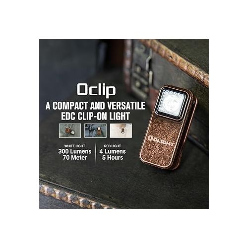  OLIGHT Oclip Rechargeable EDC Flashlight 300 Lumens Dual Light Sources Compact Pocket Clip Light, Convenient Type C Charging, Portable Magnetic for Night Working, Cycling, Emergency, Signaling Tool