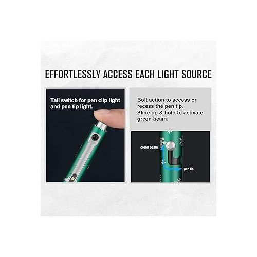  OLIGHT O'Pen Glow EDC Pen Light, 120 Lumens with Green Beam, Rechargeable LED Flashlight for Outdoor Uses, Writing, Adventure, Professional Business Gift(Snowflake Green)