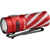 OLIGHT Baton4 Rechargeable EDC Flashlight, LED Pocket Flashlight 1300 Lumens with Magnetic Charging Cable, Small Powerful Bright Flashlight for Home, Camping, and Emergencies (Candy Cane)