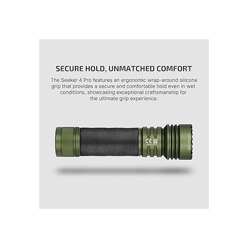  OLIGHT Seeker 4 Pro Rechargeable LED Flashlights, High Lumens Powerful Bright Flashlight 4600 Lumens with USB C Holster, IPX8 Waterproof Flashlight for Emergencies, Camping, Searching (OD Green)