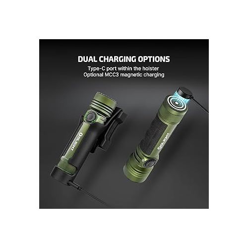  OLIGHT Seeker 4 Pro Rechargeable LED Flashlights, High Lumens Powerful Bright Flashlight 4600 Lumens with USB C Holster, IPX8 Waterproof Flashlight for Emergencies, Camping, Searching (OD Green)