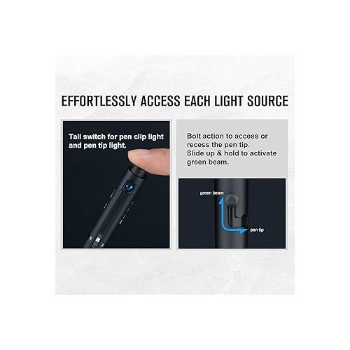  OLIGHT O'Pen Glow EDC Pen Light, 120 Lumens with Green Beam, Rechargeable LED Flashlight for Outdoor Uses, Writing, Adventure, Professional Business Gift(Black)