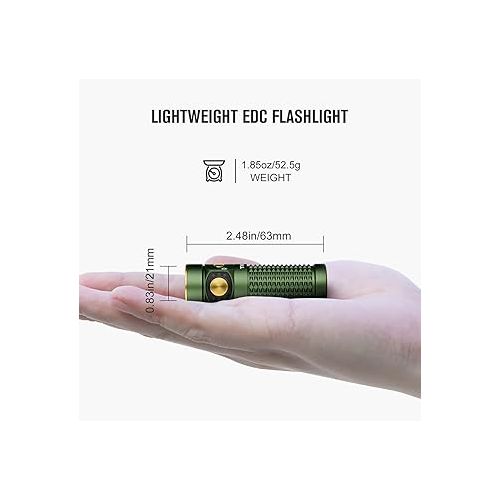  OLIGHT Baton4 Rechargeable EDC Flashlight, LED Pocket Flashlight 1300 Lumens with Magnetic Charging Cable, Small Powerful Bright Flashlight IPX8 Waterproof for Home, Camping and Emergencies (OD Green)