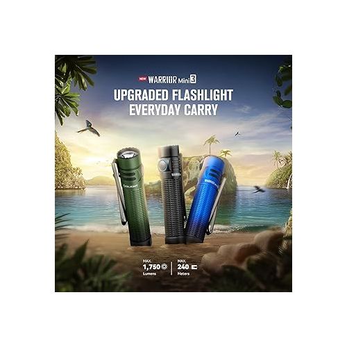  OLIGHT Warrior Mini3 Tactical Flashlight, Dual Switches LED Rechargeable Light with MCC3 Charger, 1750 Lumens Powerful EDC Flashlights for Camping, Emergency and Outdoor (Forest Gradient)