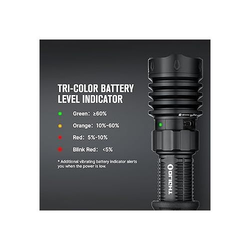 OLIGHT Warrior X 4 Rechargeable Tactical Flashlight 2,600 High Lumens with 630 Meters Long Range Thrower, Powerful Tail-Switch Light with USB-C Charging, Dual-Output for Daily and Tactical Use